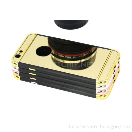 2016 Wholesale 3 IN 1 TPU PC Back Cover Luxury Electroplating Mirror Phone Case for iphone 6S
